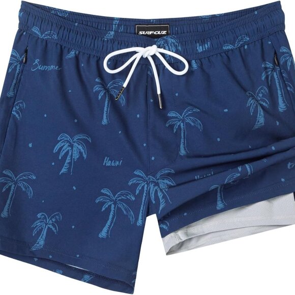 Mens Swim Trunks with Compression Liner Quick Dry Swim Shorts